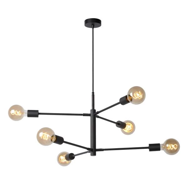 Lucide LESTER - Hanglamp - 6xE27 - Zwart - detail 5